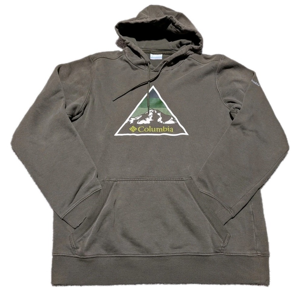 Columbia Men's Hoodie Green Size S Sportswear Logo Pullover Sweatshirt Casual